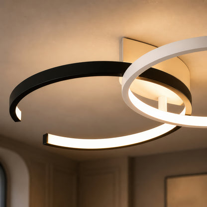 Lustra LED cu telecomanda VECTOR SEMIARC 40W, 2 Elemente, lumina Rece/Calda/Neutra, Dimabila, Negru Alb