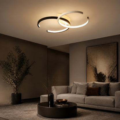 Lustra LED cu telecomanda VECTOR SEMIARC 40W, 2 Elemente, lumina Rece/Calda/Neutra, Dimabila, Negru Alb