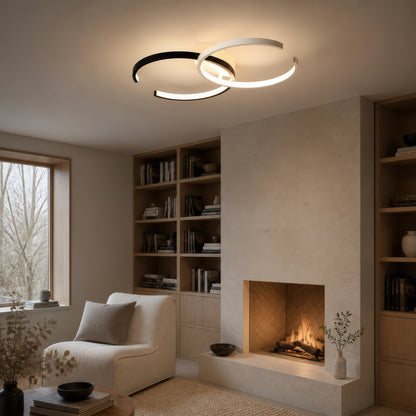 Lustra LED cu telecomanda VECTOR SEMIARC 40W, 2 Elemente, lumina Rece/Calda/Neutra, Dimabila, Negru Alb