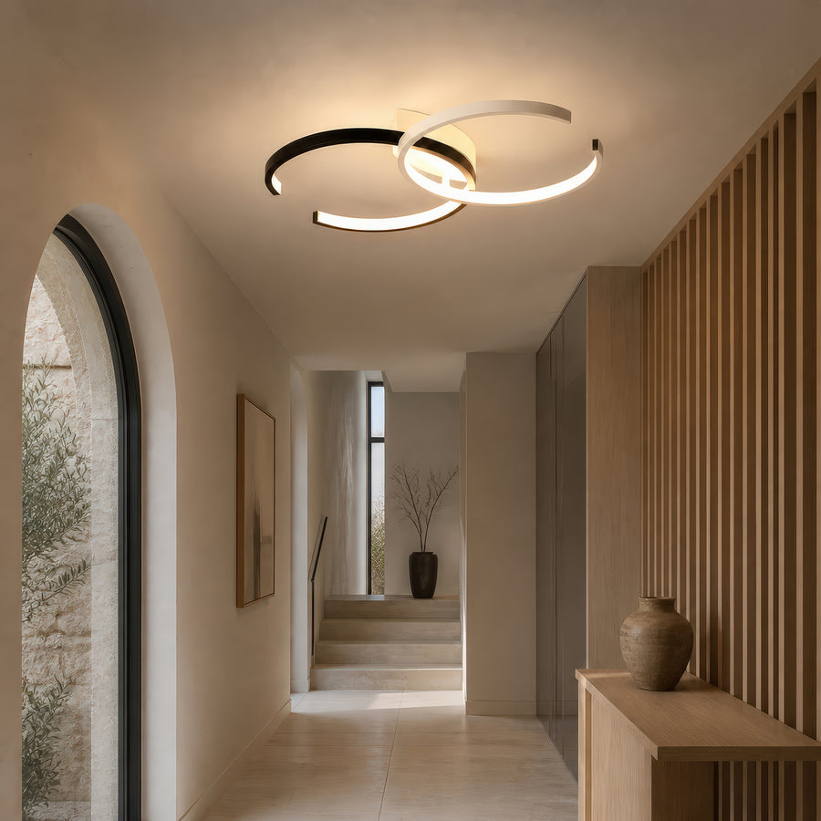 Lustra LED cu telecomanda VECTOR SEMIARC 40W, 2 Elemente, lumina Rece/Calda/Neutra, Dimabila, Negru Alb