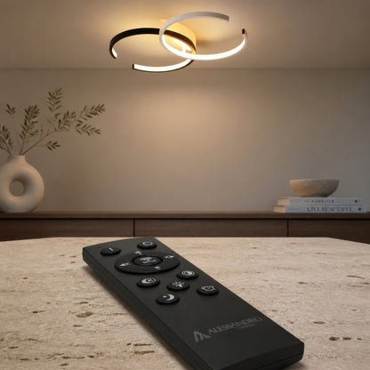 Lustra LED cu telecomanda VECTOR SEMIARC 40W, 2 Elemente, lumina Rece/Calda/Neutra, Dimabila, Negru Alb
