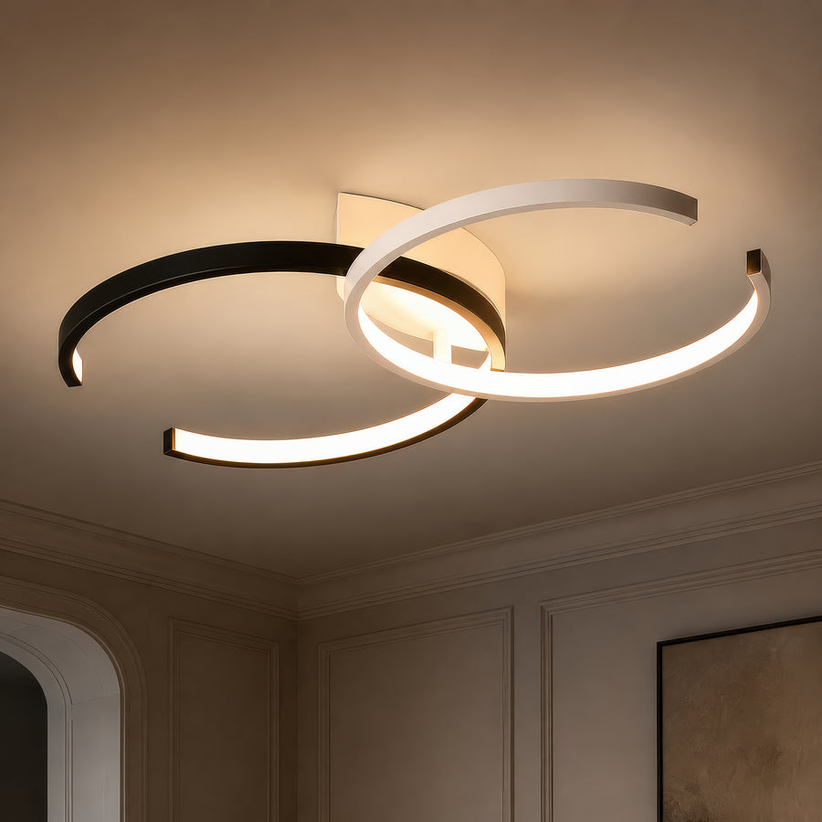 Lustra LED cu telecomanda VECTOR SEMIARC 40W, 2 Elemente, lumina Rece/Calda/Neutra, Dimabila, Negru Alb