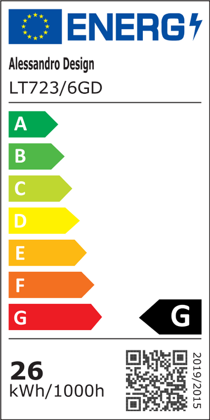 Lustra LED cu Telecomanda KARINA, 26W, 6 Elemente, Lumina Calda/Rece/Neutra, Dimabila, Auriu