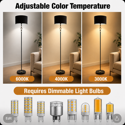 Lampadar PAVLODAR, 1 x E27, Metal si Cristal, Negru