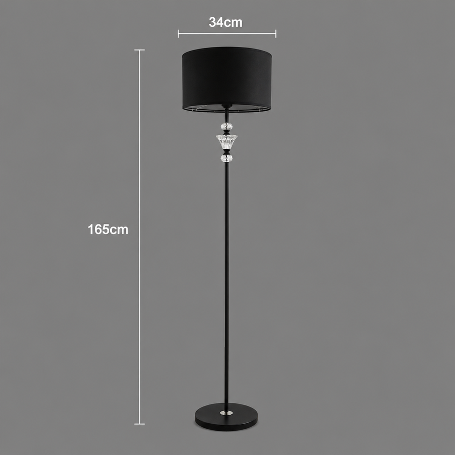 Lampadar PAVLODAR, 1 x E27, Metal si Cristal, Negru