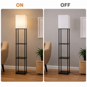 Lampadar TALDYKORGAN, 1 x E27, Metal si Lemn, Negru si Alb