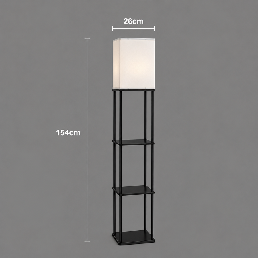 Lampadar TALDYKORGAN, 1 x E27, Metal si Lemn, Negru si Alb