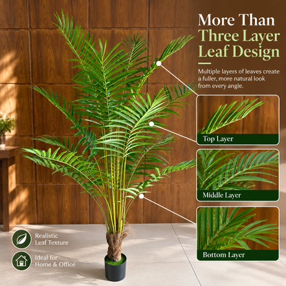 Planta Artificială Copac Tip Palmier Kentia, Cu Frunze Elegante, 200 cm, 15 frunze, Verde, cu Ghiveci