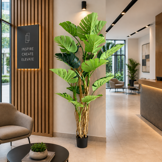 Plantă Artificială Tip Monstera Deliciosa, 17 frunze, 220 cm, Verde
