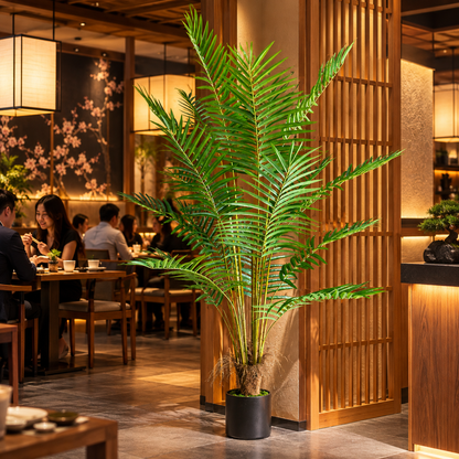 Planta Artificială Copac Tip Palmier Kentia, Cu Frunze Elegante, 230 cm, 18 frunze, Verde, cu Ghiveci