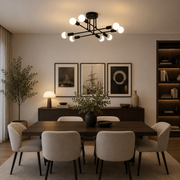 Lustra Clasica Modernist Octa, 8x E27, Negru, Design Modern, Metal, Fara Abajur