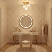 Lustra Clasica SUKAS, 3x E27, Metal si Cristal, Auriu