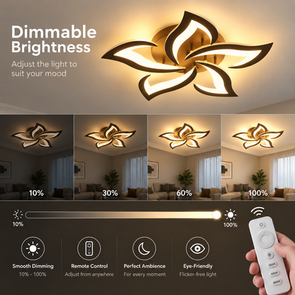 Lustra LED cu Telecomanda LT660/5BK, 5 Elemente, 55W, Lumina 3000/4000/6000K, Negru