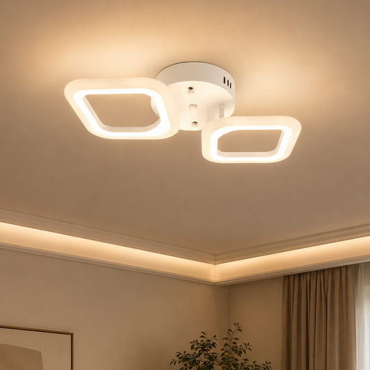 Lustra LED ERIKA 27W, 2 Patrate, lumina Neutra, Alb