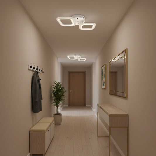 Lustra LED ERIKA 27W, 2 Patrate, lumina Neutra, Alb