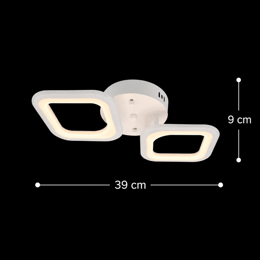 Lustra LED ERIKA 27W, 2 Patrate, lumina Neutra, Alb