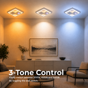 Lustra LED KEREN 33W, Patrata, lumina Rece/Calda/Neutra 3000K/4000K/6000K, Alb, Metal si Acril