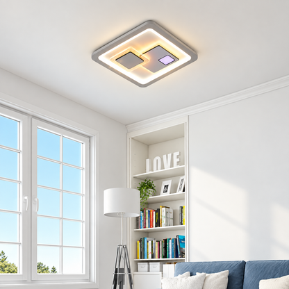 Lustra LED KEREN 33W, Patrata, lumina Rece/Calda/Neutra 3000K/4000K/6000K, Alb, Metal si Acril