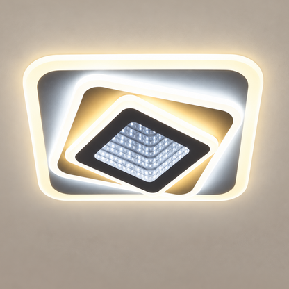 Lustra LED NEXA 3D 46W, Patrata, lumina Rece/Calda/Neutra , Alb