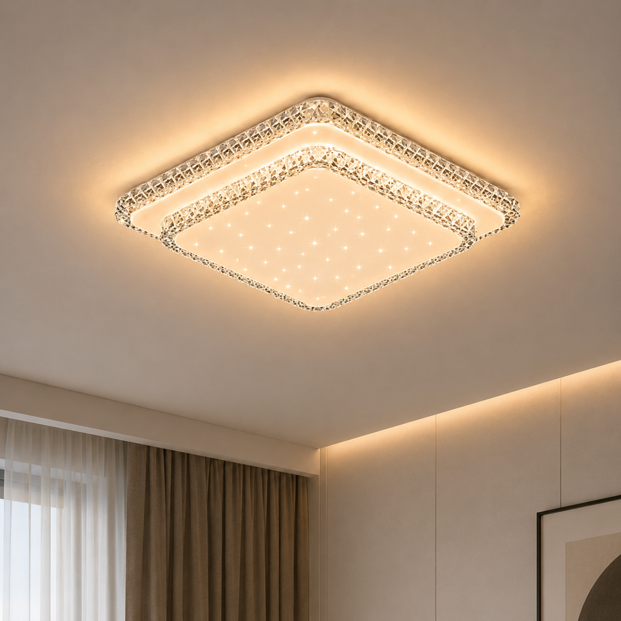 Lustra LED QIKIQTAALUK, 40W, 38 x 38 cm, Lumina Calda/Neutra/Rece, Alb