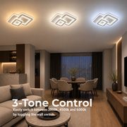 Lustra LED SQUARE 57W, 3 Patrate, lumina Rece/Calda/Neutra, Alb
