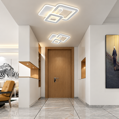 Lustra LED SQUARE 57W, 3 Patrate, lumina Rece/Calda/Neutra, Alb