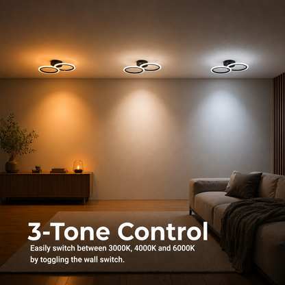 Lustra LED cu telecomanda BETTY 27W, 2 Cercuri, lumina Rece/Calda/Neutra, Dimabila, Negru