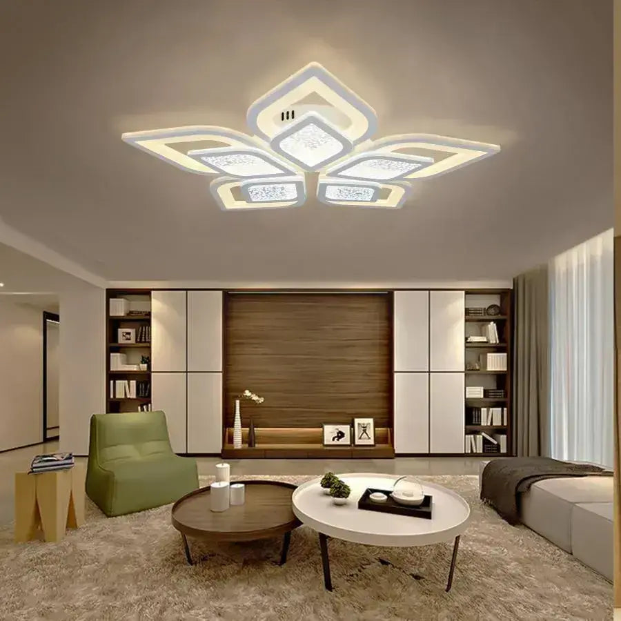 Lustra LED cu telecomanda DALIA 170W, 5 Petale, lumina Rece/Calda/Neutra, Dimabila, Alb Lustre LED cu Telecomanda Default Title Alessandro Design