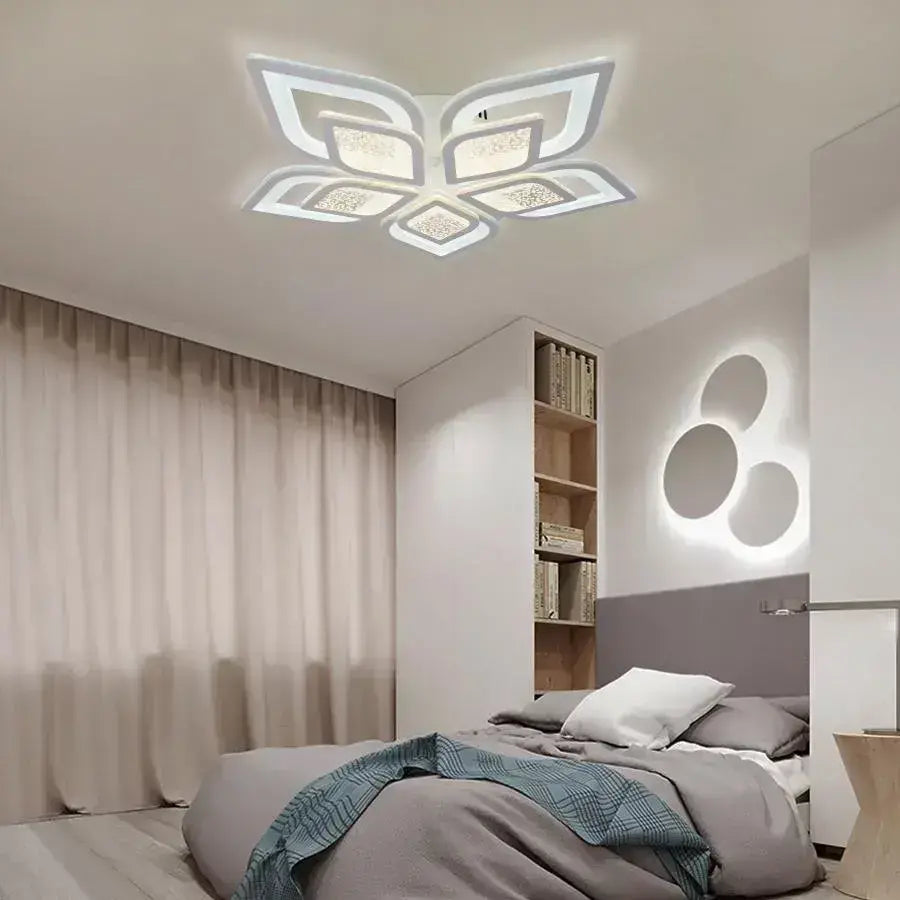 Lustra LED cu telecomanda DALIA 170W, 5 Petale, lumina Rece/Calda/Neutra, Dimabila, Alb Lustre LED cu Telecomanda Default Title Alessandro Design