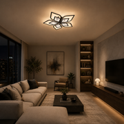 Lustra LED cu telecomanda DALIA 96W, 5 Petale, lumina Rece/Calda/Neutra, Dimabila, Negru