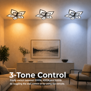 Lustra LED cu telecomanda DALIA 96W, 5 Petale, lumina Rece/Calda/Neutra, Dimabila, Negru