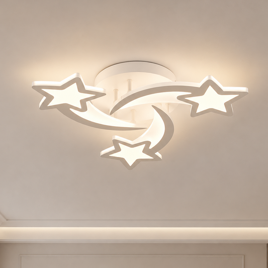 Lustra LED cu telecomanda IPOMOEA 51W, 3 Stele, Lumina Rece/Calda/Neutra, Dimabila, Alb, Metal si Acril