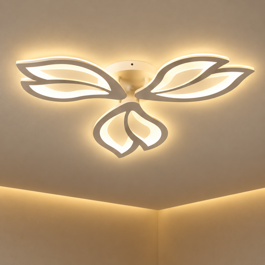 Lustra LED cu telecomanda LILY 40W, 3 Elemente, lumina Rece/Calda/Neutra, Dimabila, Alb