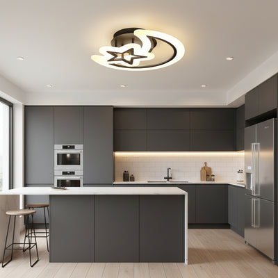 Lustra LED cu telecomanda LUNA SI STEA 59W, 2 Elemente, lumina Rece/Calda/Neutra, Dimabila, Negru