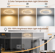 Lustra LED cu telecomanda SOLARA 51W, 2 Cercuri, lumina Rece/Calda/Neutra, Dimabila, Auriu Alb
