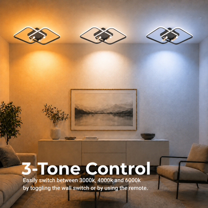 Lustra LED cu telecomanda SOLA, 2 surse, 3000K/4000K/6000K, 108W, Metal și Silicon, Negru
