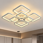 Lustra LED cu telecomanda ZOE 138W, 8 Patrate, lumina Rece/Calda/Neutra, Dimabila, Alb