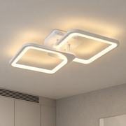 Lustra LED cu telecomanda ZOE 41W, 2 Patrate,  lumina Rece/Calda/Neutra, Dimabila, Alb