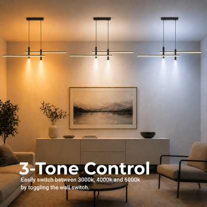 Lustra LED suspendata RINA 50W, Liniara, lumina Rece/Calda/Neutra, Negru, Inaltime Reglabila