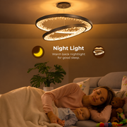 Lustra LED suspendata cu telecomanda, 73W, 2 Cerc, 60 cm, lumina Rece/Calda/Neutra, Dimabila, Negru, Inaltime Reglabila