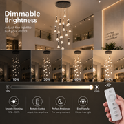 Lustra LED suspendata cu telecomanda GONDAR, 120W, Diametru 60cm, 25 Elemente, lumina Rece/Calda/Neutra, Dimabila, Crom Lucios