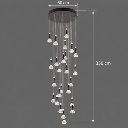 Lustra LED suspendata cu telecomanda GONDAR, 120W, Diametru 60cm, 25 Elemente, lumina Rece/Calda/Neutra, Dimabila, Crom Lucios