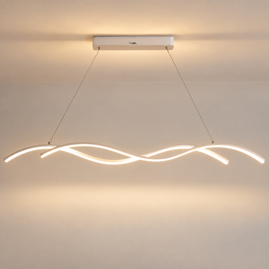 Lustra LED suspendata cu telecomanda KHOROG 34W, Lungime 120cm, lumina Rece/Calda/Neutra, Dimabila,Inaltime Reglabila, Alb