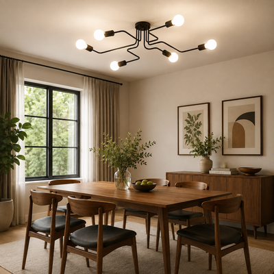 Lustra MODERNIST Hexa 6, 6x E27, Negru, Design Modern