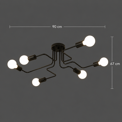 Lustra MODERNIST Hexa 6, 6x E27, Negru, Design Modern