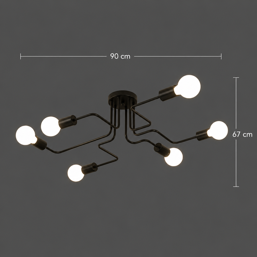 Lustra MODERNIST Hexa 6, 6x E27, Negru, Design Modern