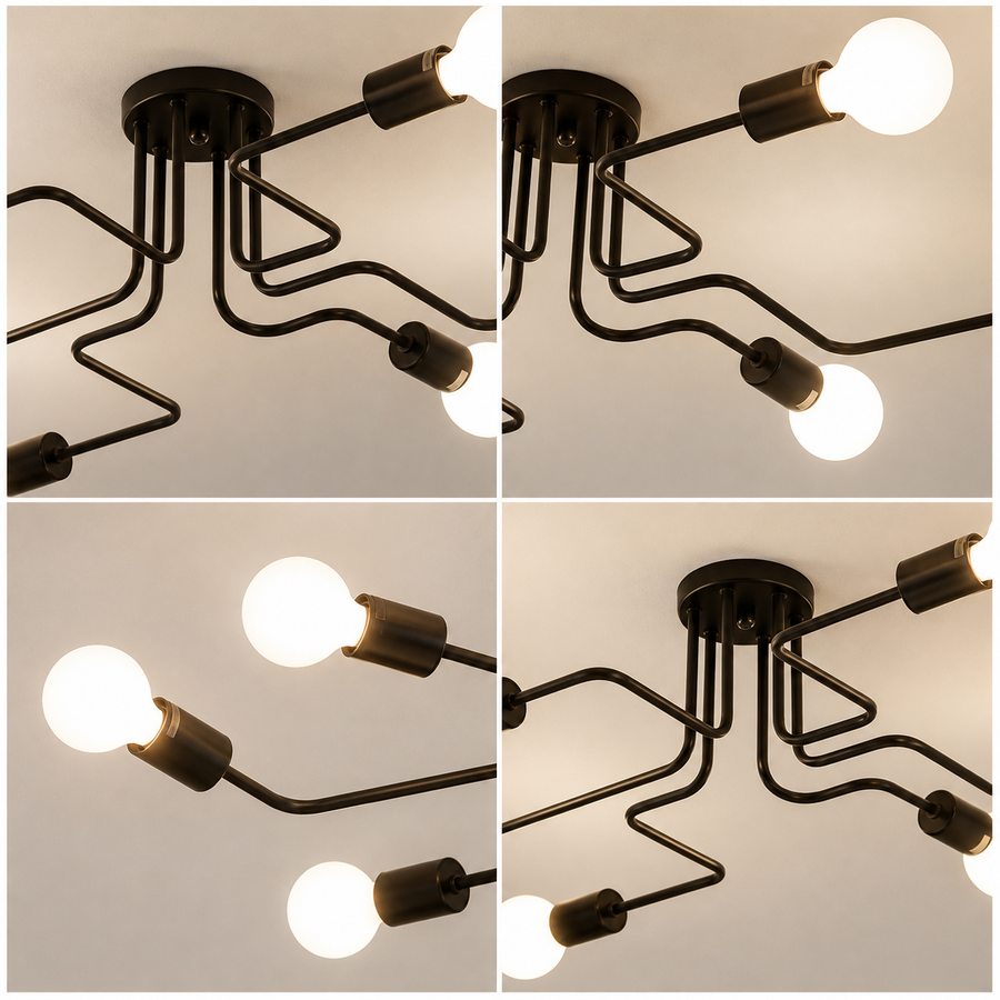 Lustra MODERNIST Hexa 6, 6x E27, Negru, Design Modern