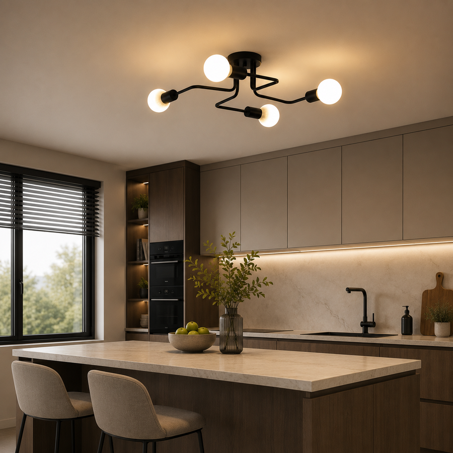 Lustra MODERNIST Quadra 4, 4x E27, Negru, Design Modern