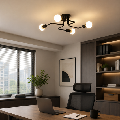 Lustra MODERNIST Quadra 4, 4x E27, Negru, Design Modern