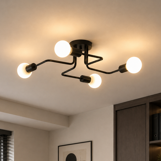 Lustra MODERNIST Quadra 4, 4x E27, Negru, Design Modern